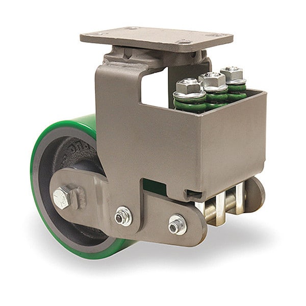 Aerospace Spring Loaded Forge Master Swivel Caster, 10" x 3" Duralast Polyurethane on Cast Iron Wheel