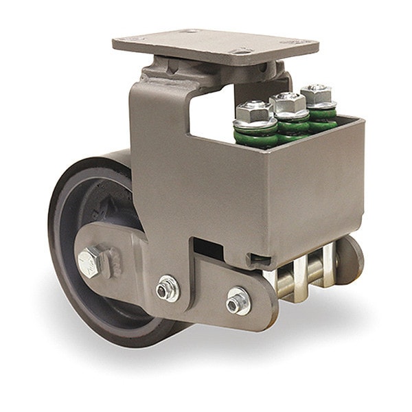 Aerospace Spring Loaded Forge Master Swivel Caster, 10" x 3" Duralast XC Polyurethane Cast Iron Wheel