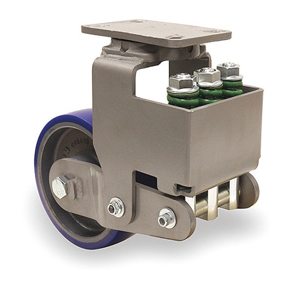 Aerospace Spring Loaded Forge Master Swivel Caster, 10" x 3" Ergo-Glide Polyurethane Cast Iron Wheel