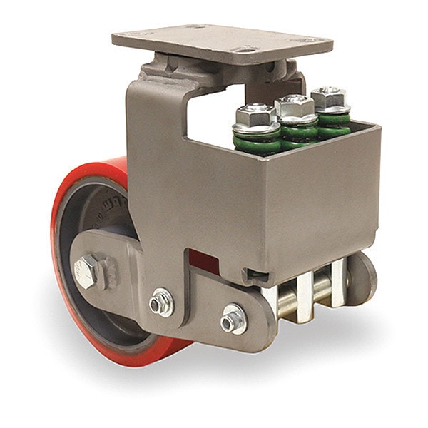 Aerospace Spring Loaded Forge Master Swivel Caster, 8" x 3" Ultralast Poly on Cast Iron Steel Wheel