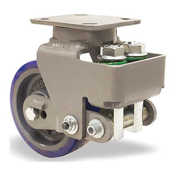 Aerospace Spring Loaded Workhorse Swivel Caster, 6" x 2" Ergo-Glide Polyurethane on Cast Iron Wheel