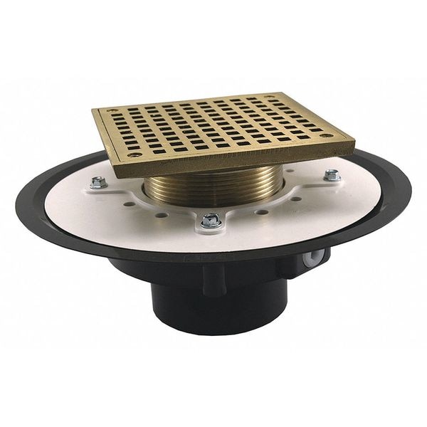Square Floor Drain, Nickel Bronze, Pipe