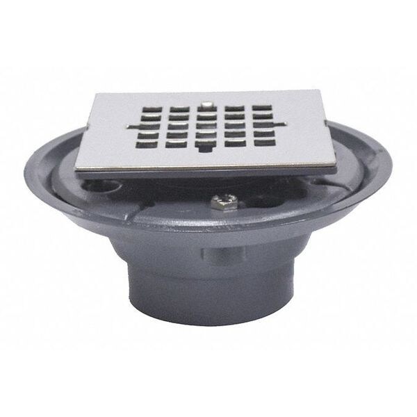 Shower Drain, 2"x3", Spud, 4-1/4", SS Str