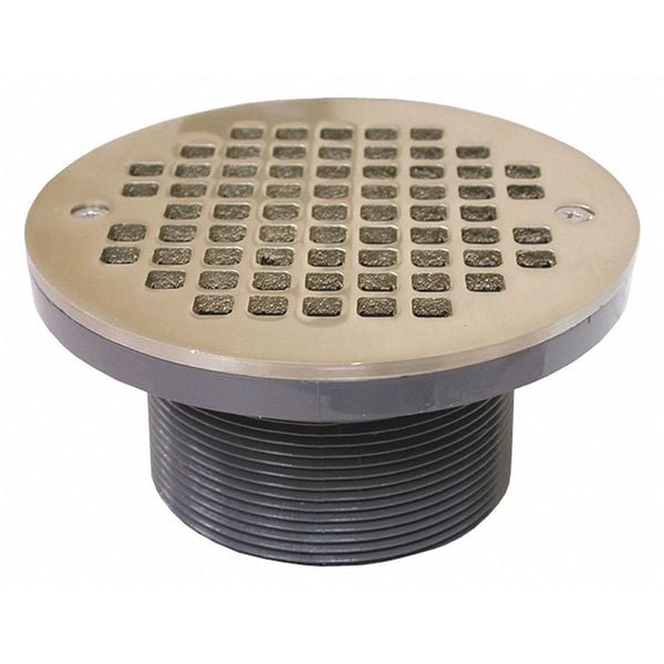 Spud, 6-1/8", NB Strainer, PVC, 3-1/2"