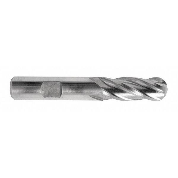 Hss Generl Purpose End Mill, Ball, 10mmx1", Number of Flutes: 4