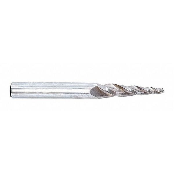 Taper End Mill, Ball, Carbide, 1/4 x 2, Number of Flutes: 3