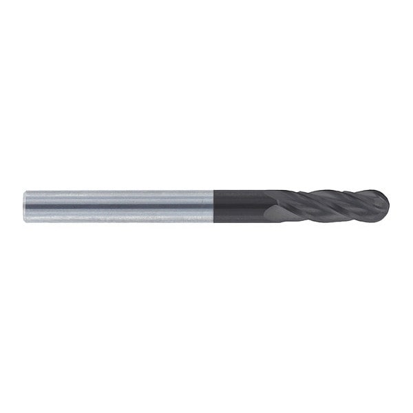 End Mill, HP, Carbide, Ball, 1/4" x 3/4, End Mill Style: Square