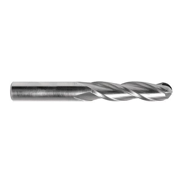 Carbide GP End Mill Ball 1/4"X1-1/2, Number of Flutes: 3