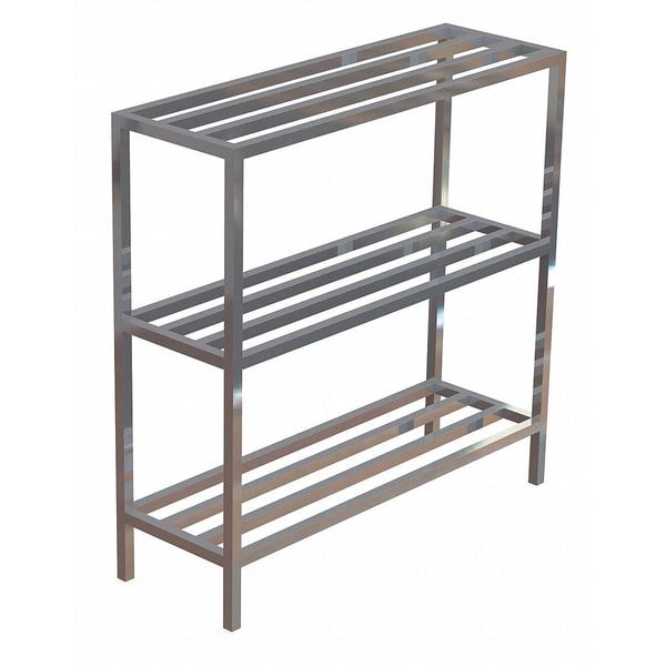 Metal Shelving Unit, 20"D x 36"W x 60"H, 3 Shelves, Aluminum, Depth: 20"