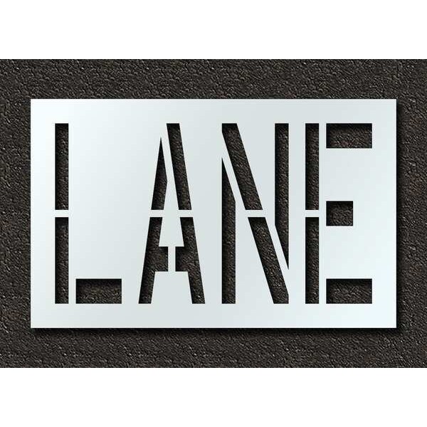 Pavement Stencil, Message, Lane, 24 in Character Height, Highway Gothic Font, Polyethylene, Clear