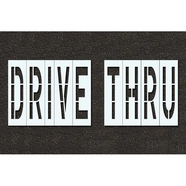 Pavement Stencil, Message, Drive Thru, 48 in Character Height, Highway Gothic Font, Polyethylene