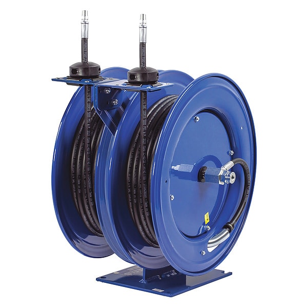 Spring Return Dual Hose Reel, 3/8 in Hose Diameter, 25 ft Length, 5,000 psi Max. Pressure