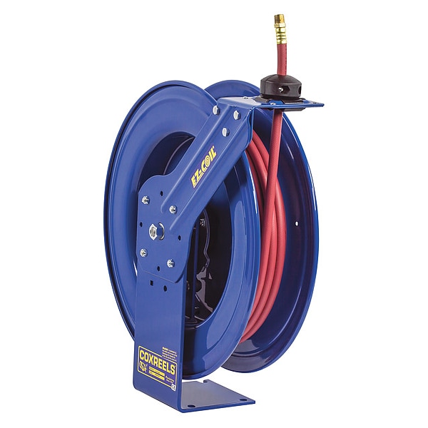 Spring Return Hose Reel, 3/8 in Hose Diameter, 50 ft Length, 3,000 psi Max. Pressure, Brass