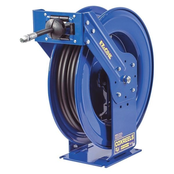 Spring Return Hose Reel, 1/2 in Hose Diameter, 75 ft Length, 2,500 psi Max. Pressure, Brass