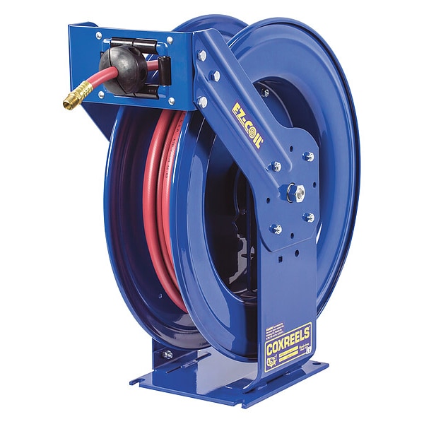 Spring Return Hose Reel, 3/8 in Hose Diameter, 50 ft Length, 3,000 psi Max. Pressure, Brass