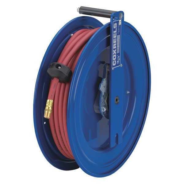 Spring Return Hose Reel, 1/4 in Hose Diameter, 35 ft Length, 300 psi Max. Pressure, Brass