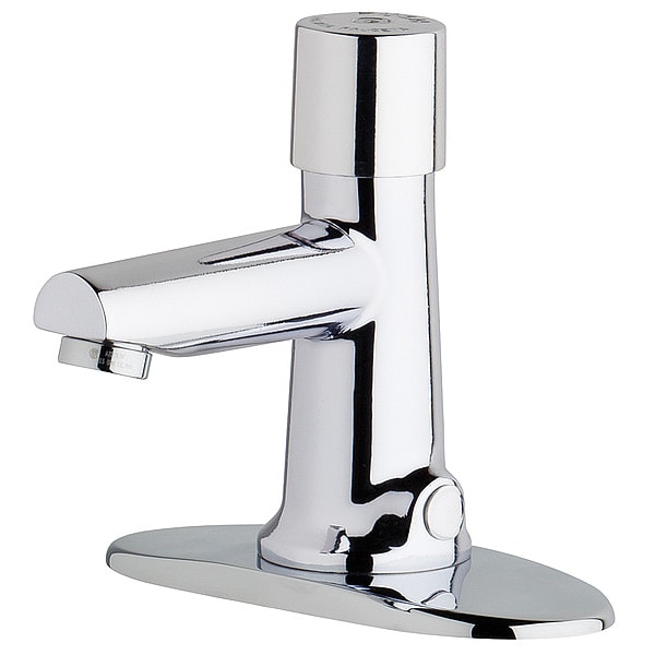 Metering 4" Mount, 3 Hole Straight Spout Bathroom Faucet, Chrome plated
