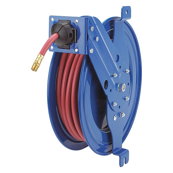 Air Driven Hose Reel, 1/4" Hose Diameter, 35 ft. Length, Carbon Steel