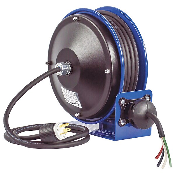 Cord Reel, 16 AWG, Blue Reel Color, 30 ft Length, 1 Outlets