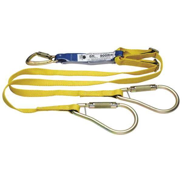 Energy Absorbing Lanyard, 6 ft. Length, Carabiner, 2 Leg(s)