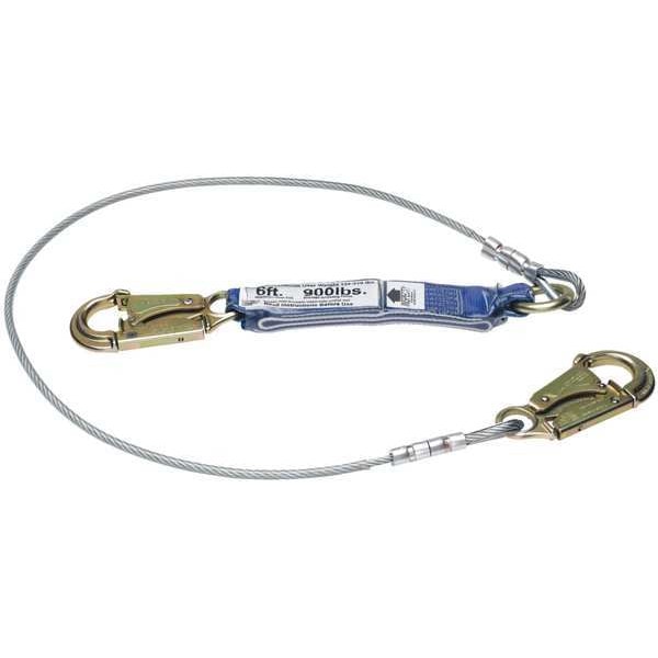 Energy Absorbing Lanyard, 6 ft. Length, Hook, 1 Leg(s)