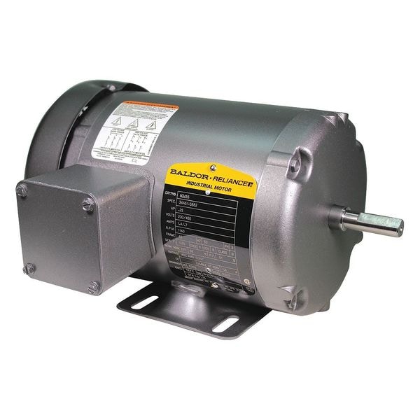 Three-Phase General Purpose Motor, 1/4 HP, 48 Frame, 230/460V AC Voltage, 1,140 Nameplate RPM