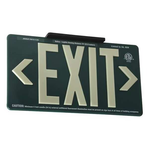 Exit Sign, Plastic, 15-7/8" W, 8-5/8" H, Exit (Double Arrows), Black