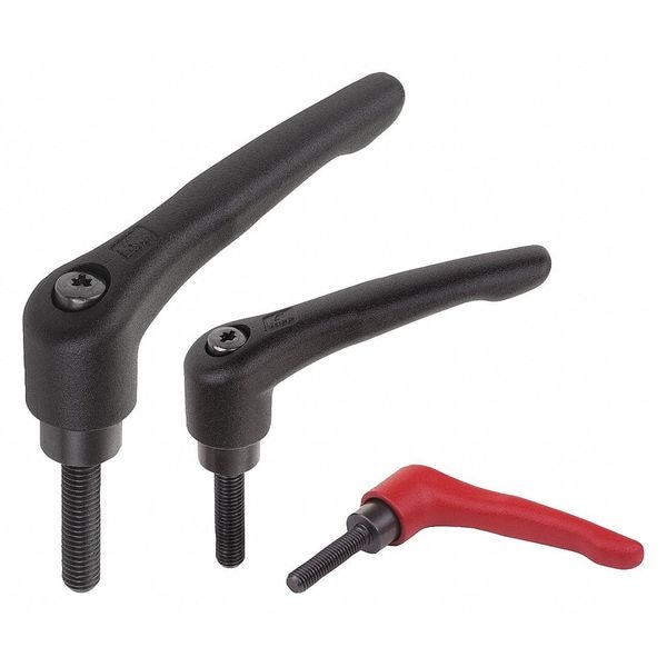 Adjustable Handle, Steel, Size: 1 1/4-20X35, Red RAL 3003 Powder Coated, Comp: Black Oxidized