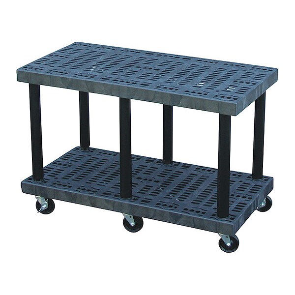 Modular-Kart, Recycled HDPE, 750 lb Load Capacity, 2 Shelves, 48 in L, 24 in W, 32 in H
