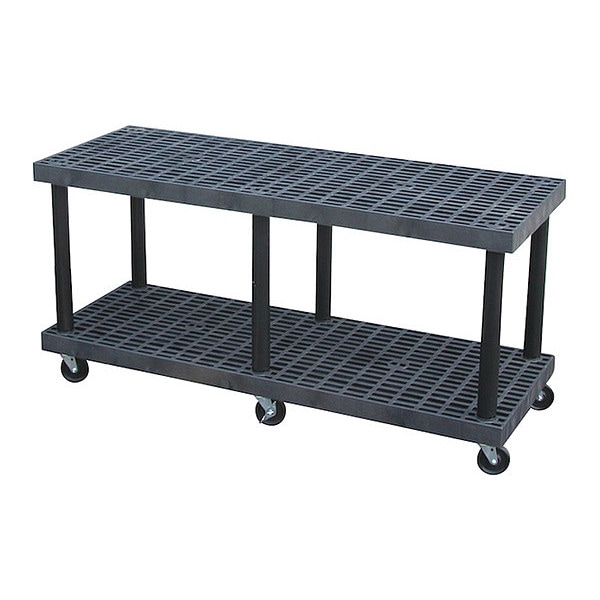 Modular-Kart, Recycled HDPE, 900 lb Load Capacity, 2 Shelves, 66 in L, 24 in W, 32 in H