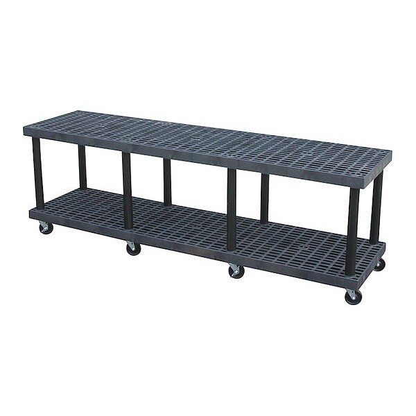 Modular-Kart, Recycled HDPE, 1200 lb Load Capacity, 2 Shelves, 96 in L, 24 in W, 32 in H