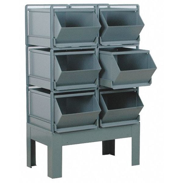 Steel Sectional Stacking Bin, 38 in D x 42 in H x 20 1/2 in W, 3 Shelves, Gray