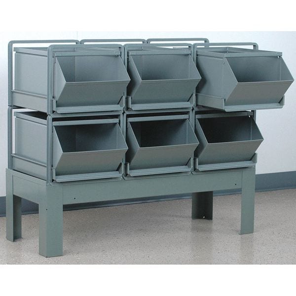 Steel Sectional Stacking Bin, 46 in D x 36 in H x 24 in W, 2 Shelves, Gray