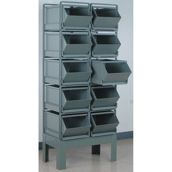Steel Sectional Stacking Bin, 24 in D x 70 in H x 31 in W, 5 Shelves, Gray