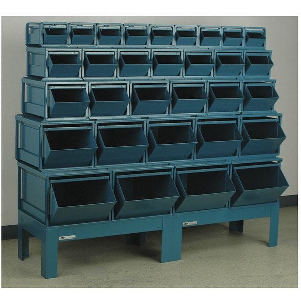 Steel Sectional Stacking Bin, 68 in D x 55 1/4 in H x 19 1/2 in W, 5 Shelves, Gray