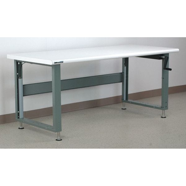 Hand Crank Work Bench, 48" W, Adjustable Height, 1000 lb.