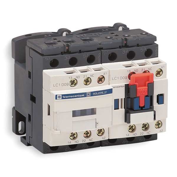 IEC Magnetic Contactor, 1NC/1NO, 24V DC, 3 P, Reversing, Screw Clamp