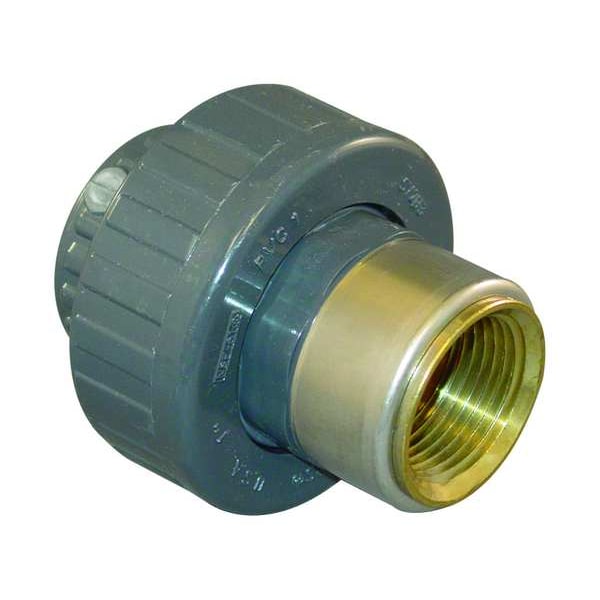 PVC, Brass Union, FNPT x Socket, 1 in Pipe Size