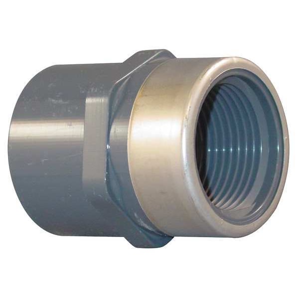 PVC, Stainless Steel Female Adapter, Socket x FNPT, 1 in x 1/2 in Pipe Size