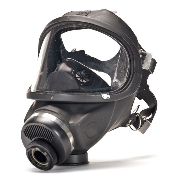 Ultravue Gas Mask, Hycar Rubber, 5 Suspension Points, M Mask Size, 0 Canisters Included, Not Rated