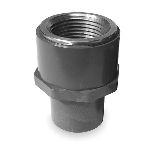 PVC, Stainless Steel Transition Adapter, FNPT x SPG, 1 in Pipe Size
