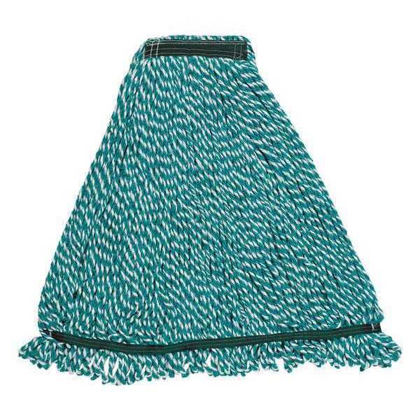 5 in String Wet Mop, 28 oz Dry Wt, Side Gate Connection, Looped-End, Green, Microfiber