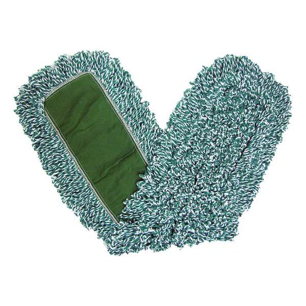 48 in L Dust Mop, Slide On Connection, Looped-End, Green, Microfiber, FGJ85700GR00