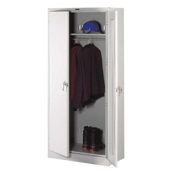 Wardrobe Storage Cabinet, 78 in H, 36 in W, Swing, Keyed, Light Gray, 2 Shelves, 0 Drawers