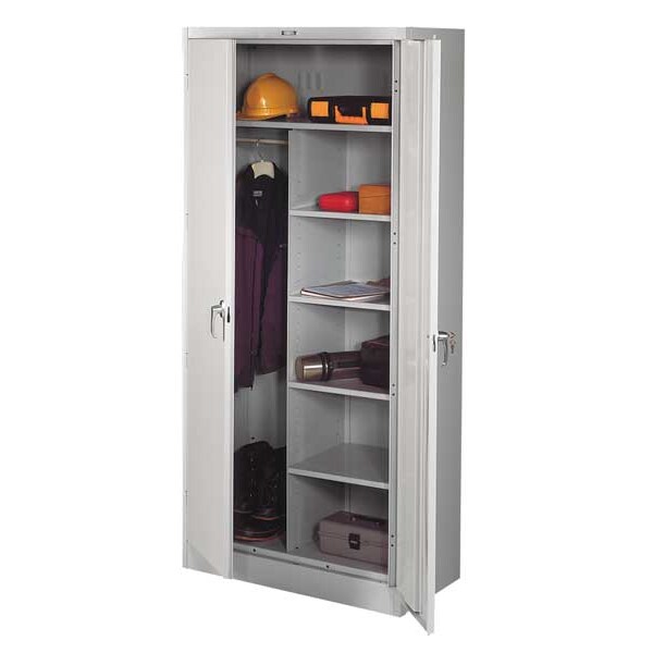Combo Wardrobe Storage Cabinet, 78 in H, 36 in W, Light Gray, 6 Shelves, 0 Drawers