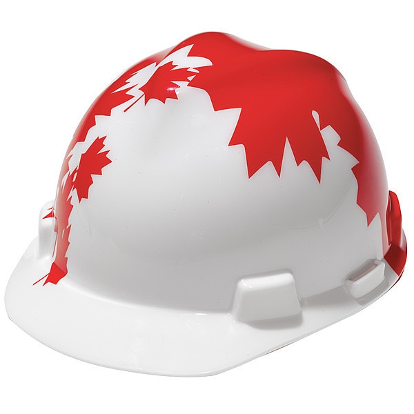 Hard Hat, V-Gard Freedom Series, Polyethylene, 4 Point Ratchet, Type 1, Class C, White/Red