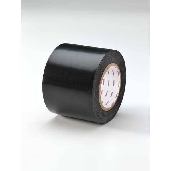 Floor Marking Tape, vinyl, No Legend, Black, 4 in W., 5 mil Thickness