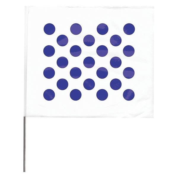 Marking Flag, Vinyl, 30" Wire Staff, Polka Dots, 30" L., 100 PK