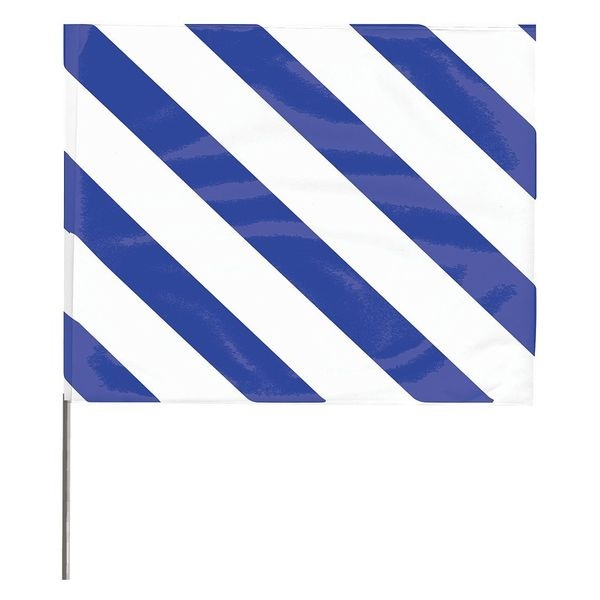 Marking Flag, Vinyl, 18" Wire Staff, Stripes, 18" L., 100 PK