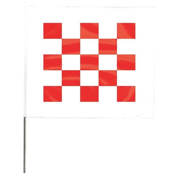 Marking Flag, Vinyl, 30" Wire Staff, Checkered, 30" L., 100 PK